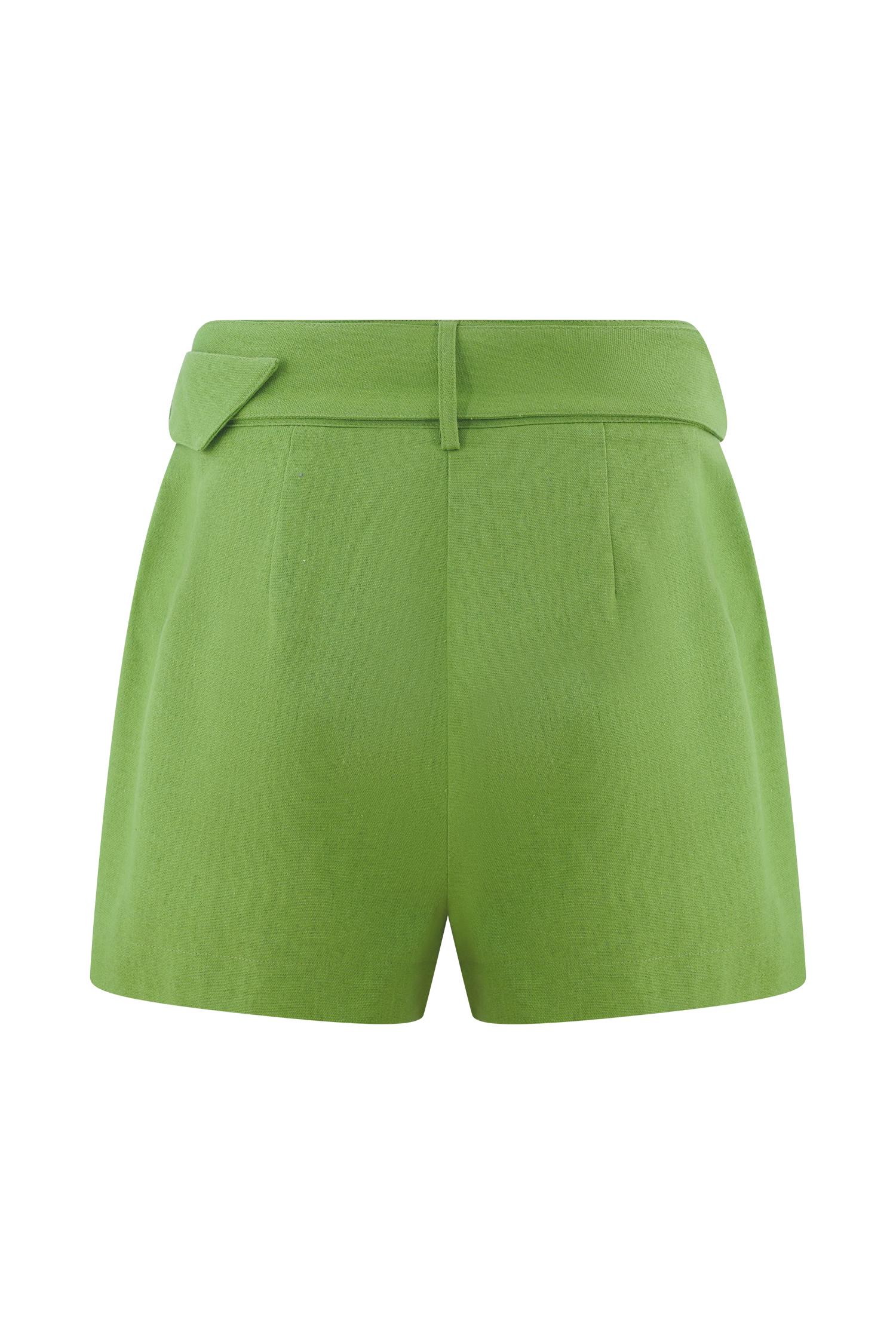 Scout Linen Belted Shorts - Green Product Image