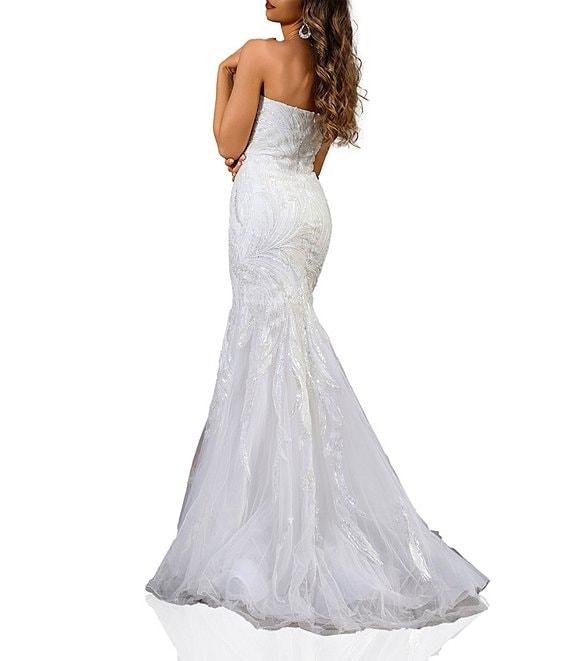 Terani Couture Sweetheart Neck Beaded Tulle Strapless Mermaid Gown Product Image
