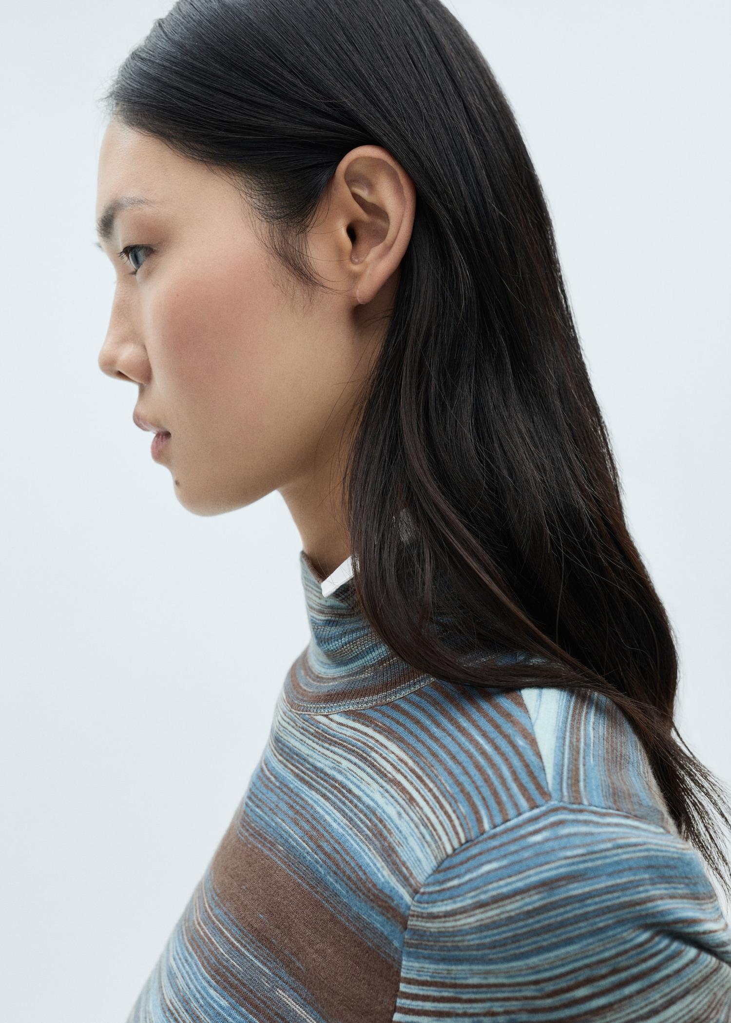 Stand-collar striped sweater - Women | MANGO USA Product Image