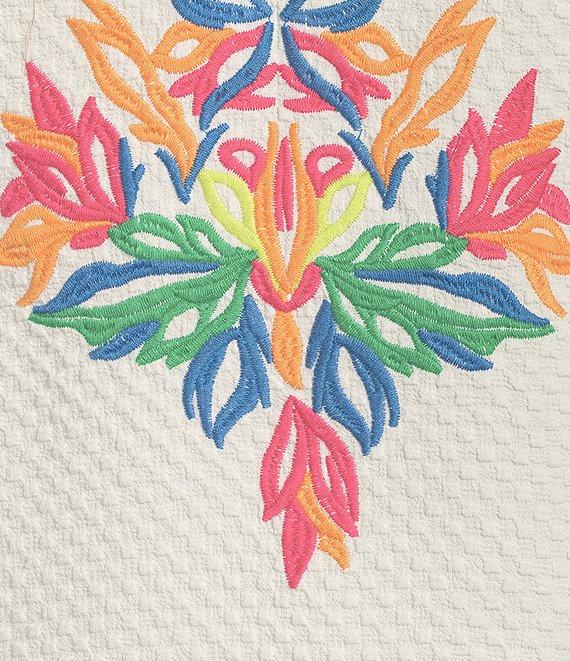 Calessa Petite Size Embroidered Ruffle Double Layer Short Sleeve Top Product Image