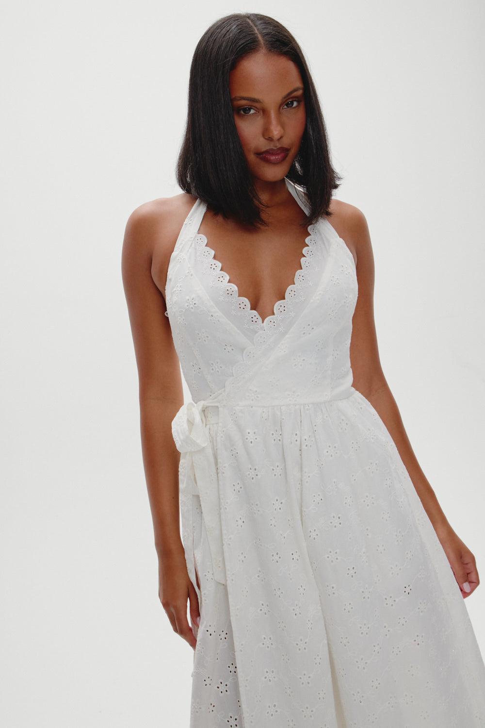 x BELLA HADID Fort Worth Fairy Midi Dress - Salt Air Eyelet Product Image