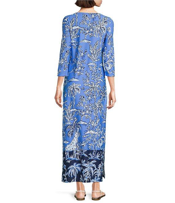 Lilly Pulitzer Seralina Printed Chillylilly UPF 50+ Boat Neck 3/4 Sleeve Maxi Dress Product Image