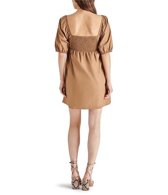 Steve Madden Inara Square Neck Short Sleeve Smocked Mini Babydoll Dress Product Image