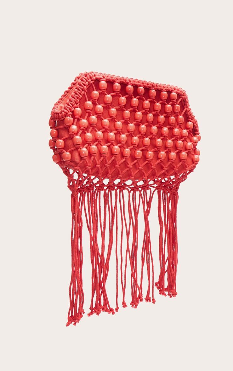 Bright Red Beaded Weave Clutch Bag Product Image