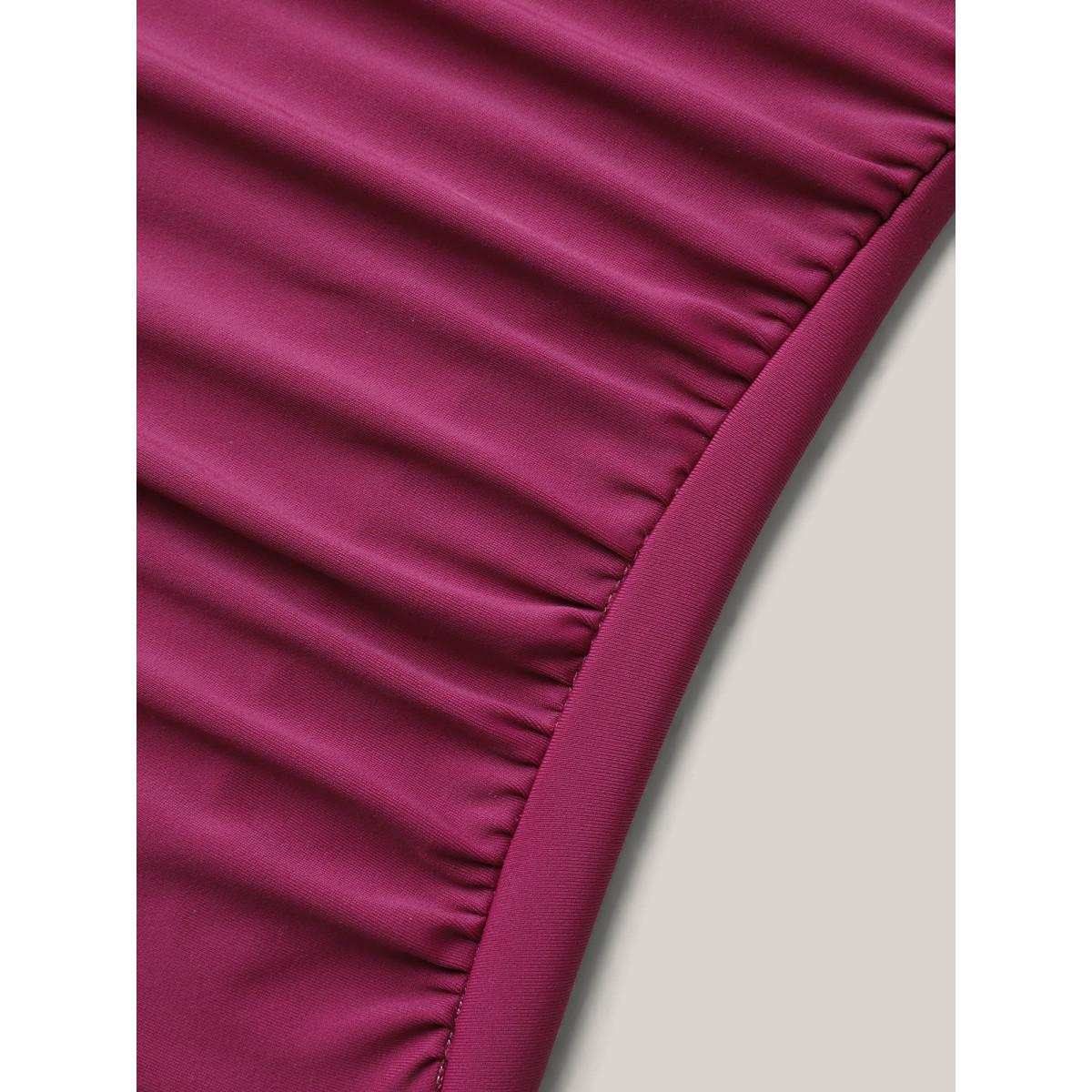 Plus Size Twist Shrink Pleats One-Piece Swimsuit Women's Swimwear Rosered Resort Gathered Curve Bathing Suits High stretch One Pieces BloomChic 28/5X Product Image