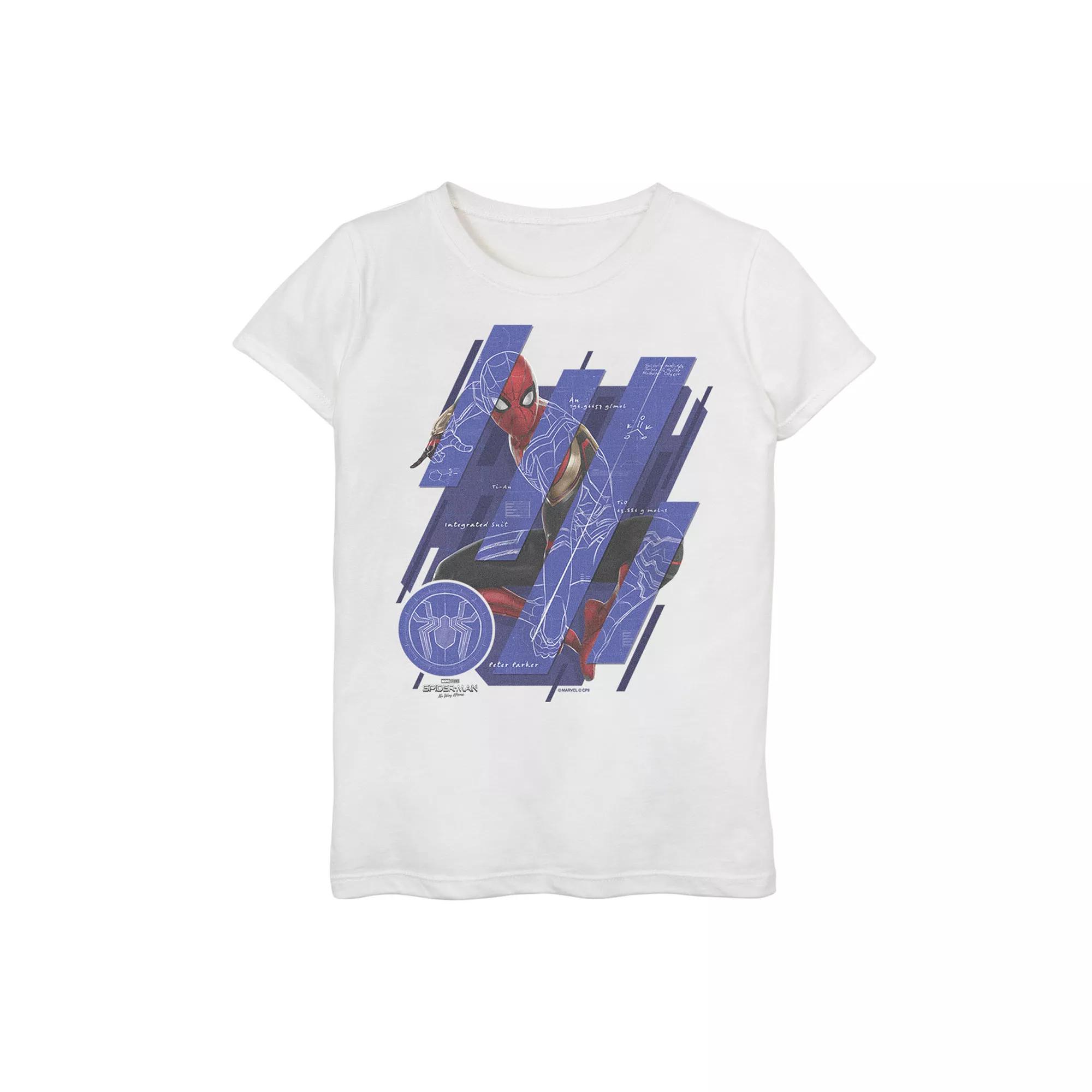 Girls 7-16 Marvel Spider-Man No Way Home Spider-Man Schematic Panels Graphic Tee, Girl's, Size: XL, White Product Image