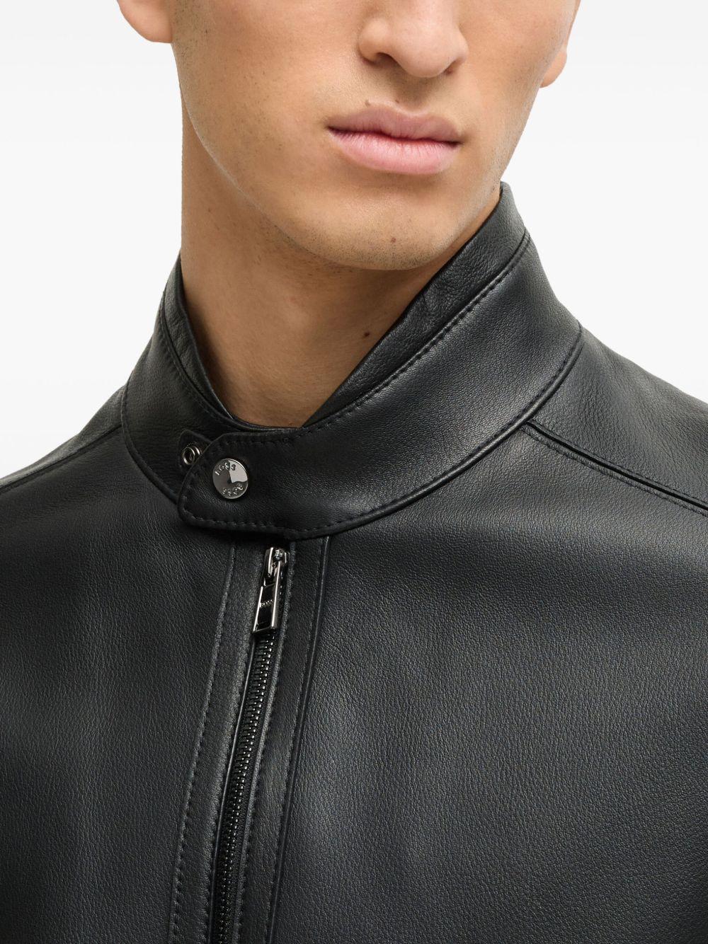 zip-up leather jacket Product Image