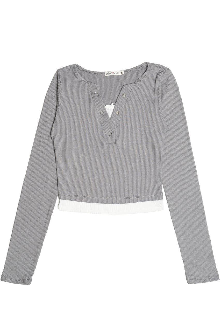 Layered Look Long Sleeve Top Product Image