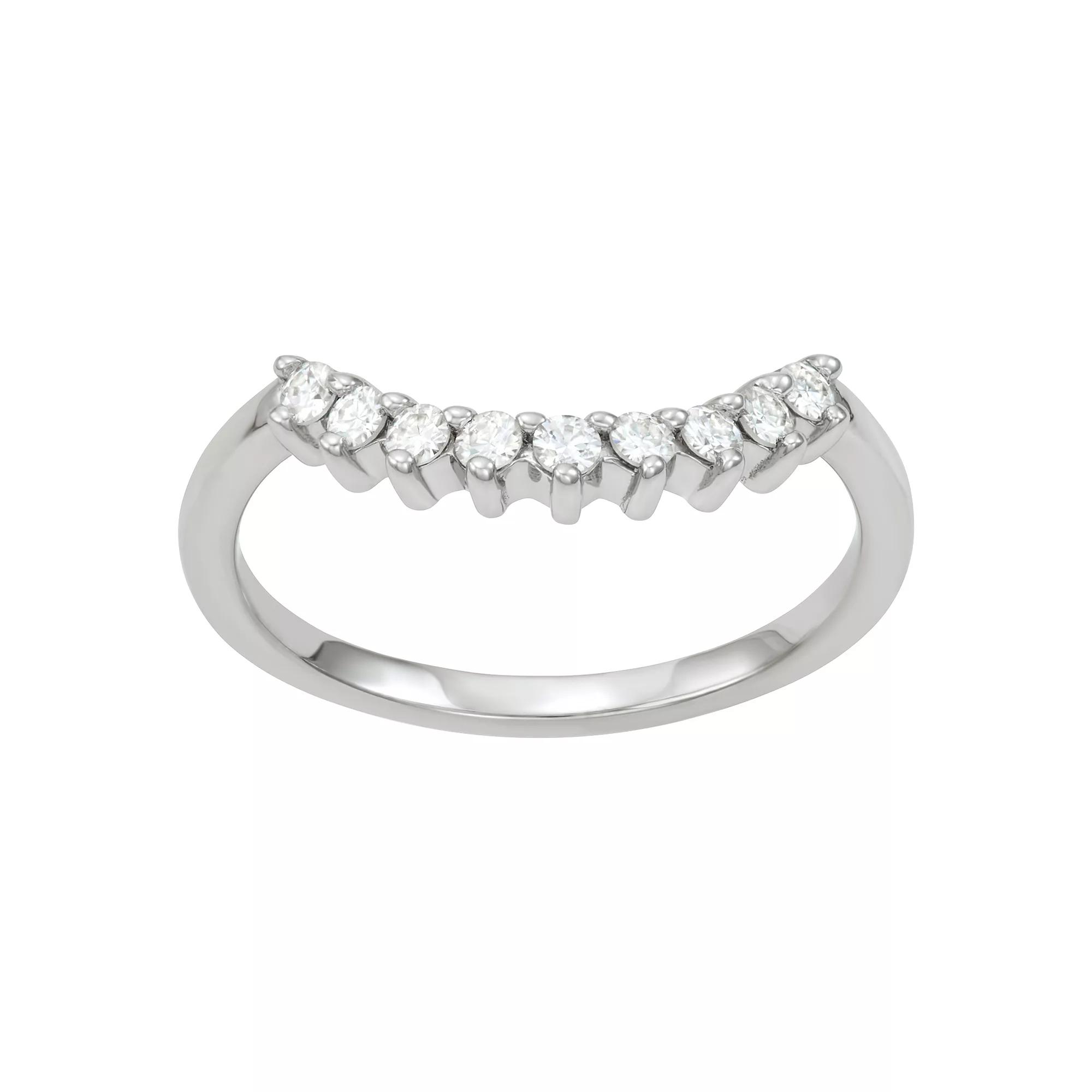 Charles & Colvard 14k White Gold 1/4 Carat T.W. Lab-Created Moissanite Contour Band, Women's,  Product Image