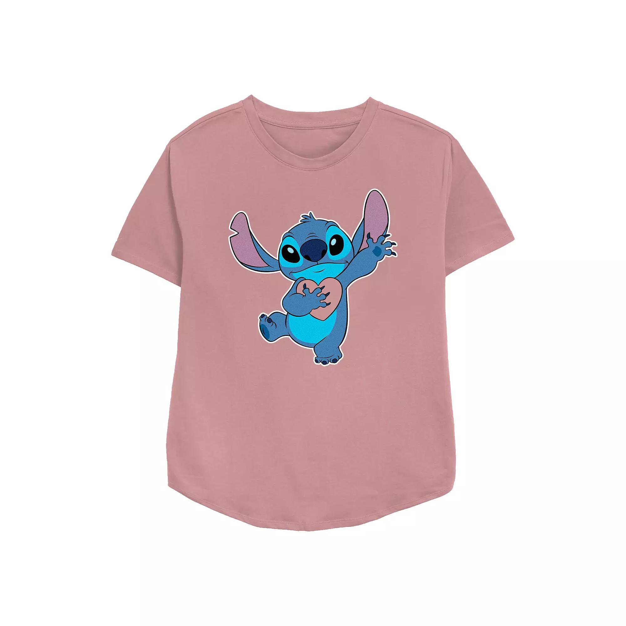 Disney's Lilo & Stitch Ohana Heart Women's Relaxed Fit Graphic Tee, Size: Medium, Pink Product Image