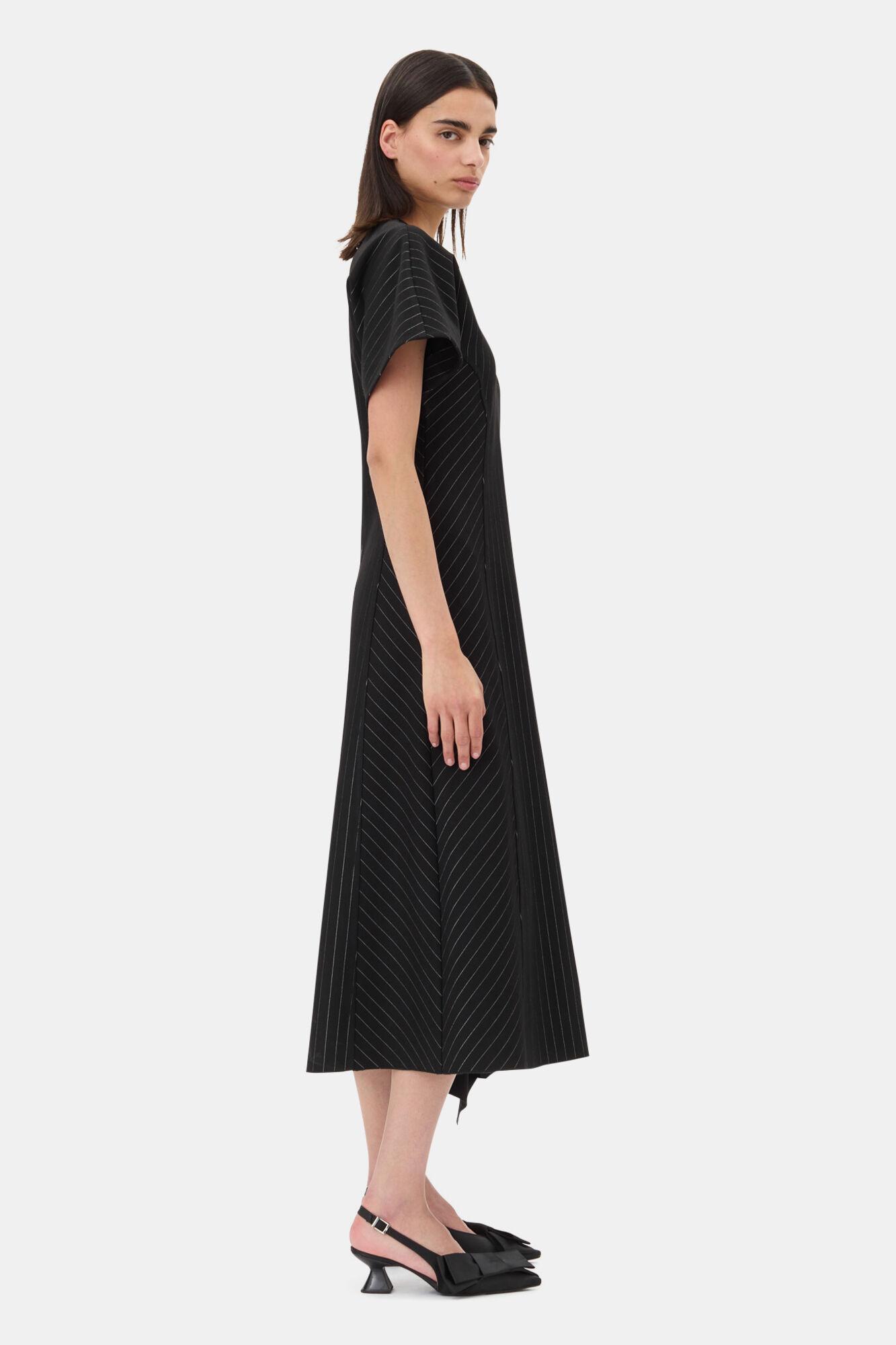 Black Pinstripe Long Dress Product Image