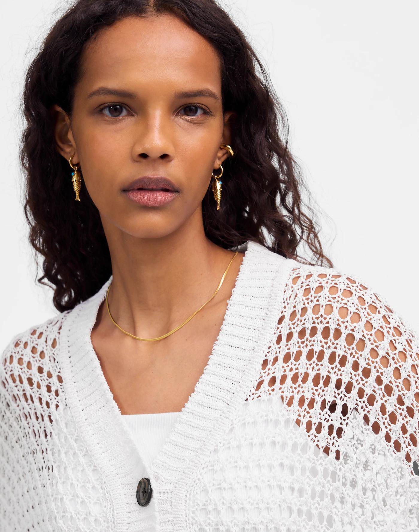 Open-Stitch V-Neck Cardigan Product Image