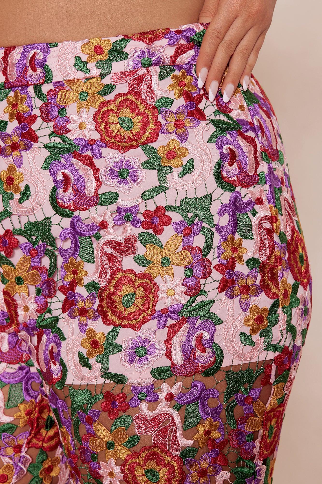 Aubrey Floral Lace Trouser Pant - Pink/combo Product Image