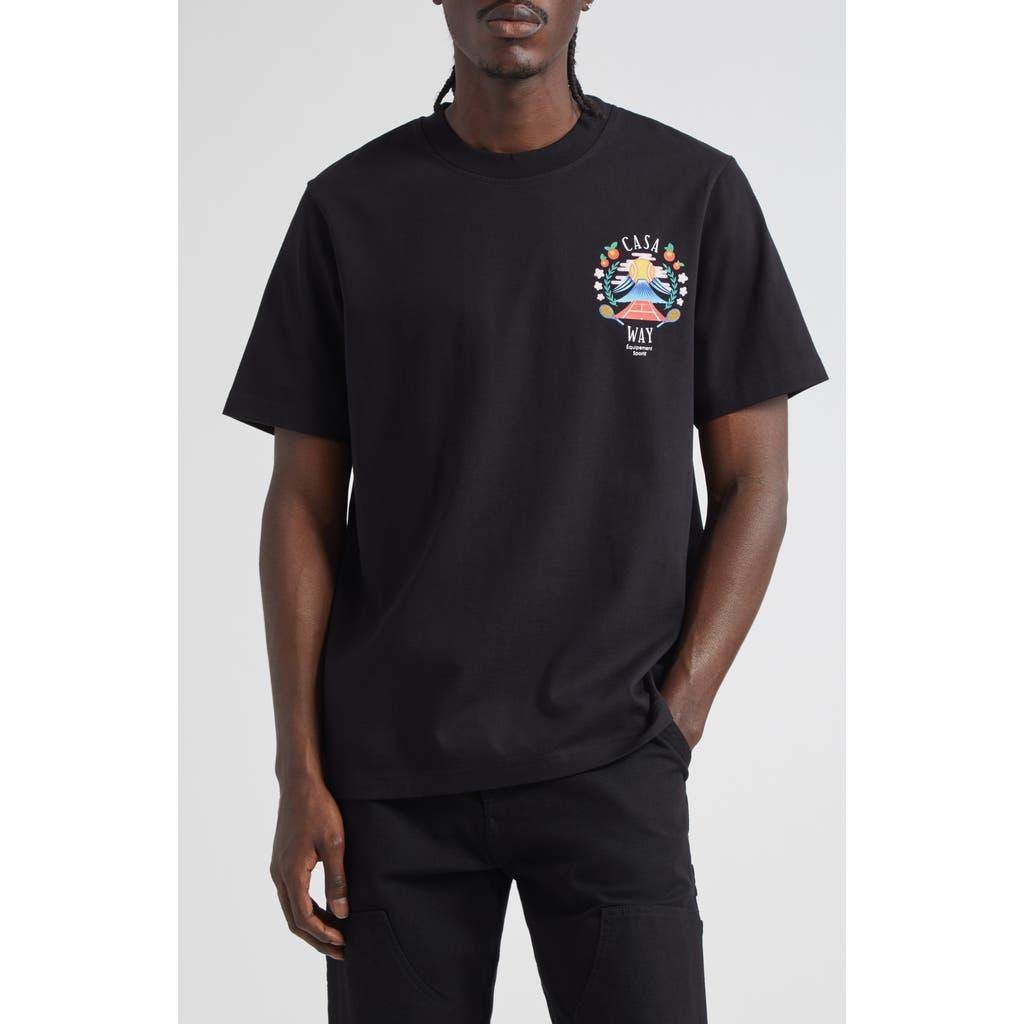 CASABLANCA Mens Casa Way Mountain Brand-print Cotton-jersey T-shirt In Black Product Image