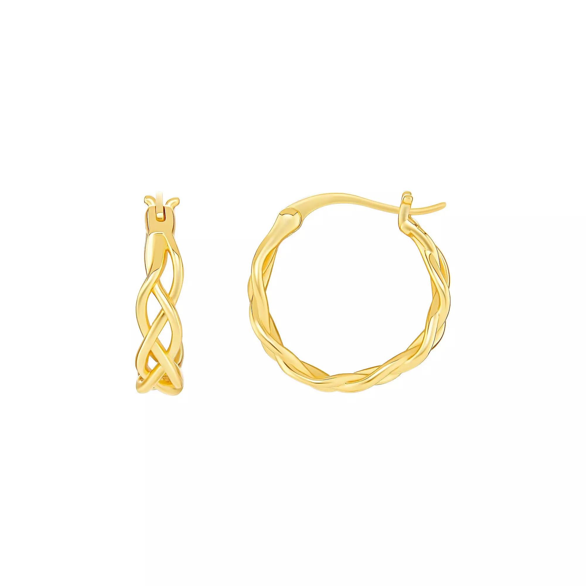 PRIMROSE 18k Gold Plated 17mm Polished Braided Hoop Earrings, Women's, Size: 17 mm, Yellow Gold Tone Product Image