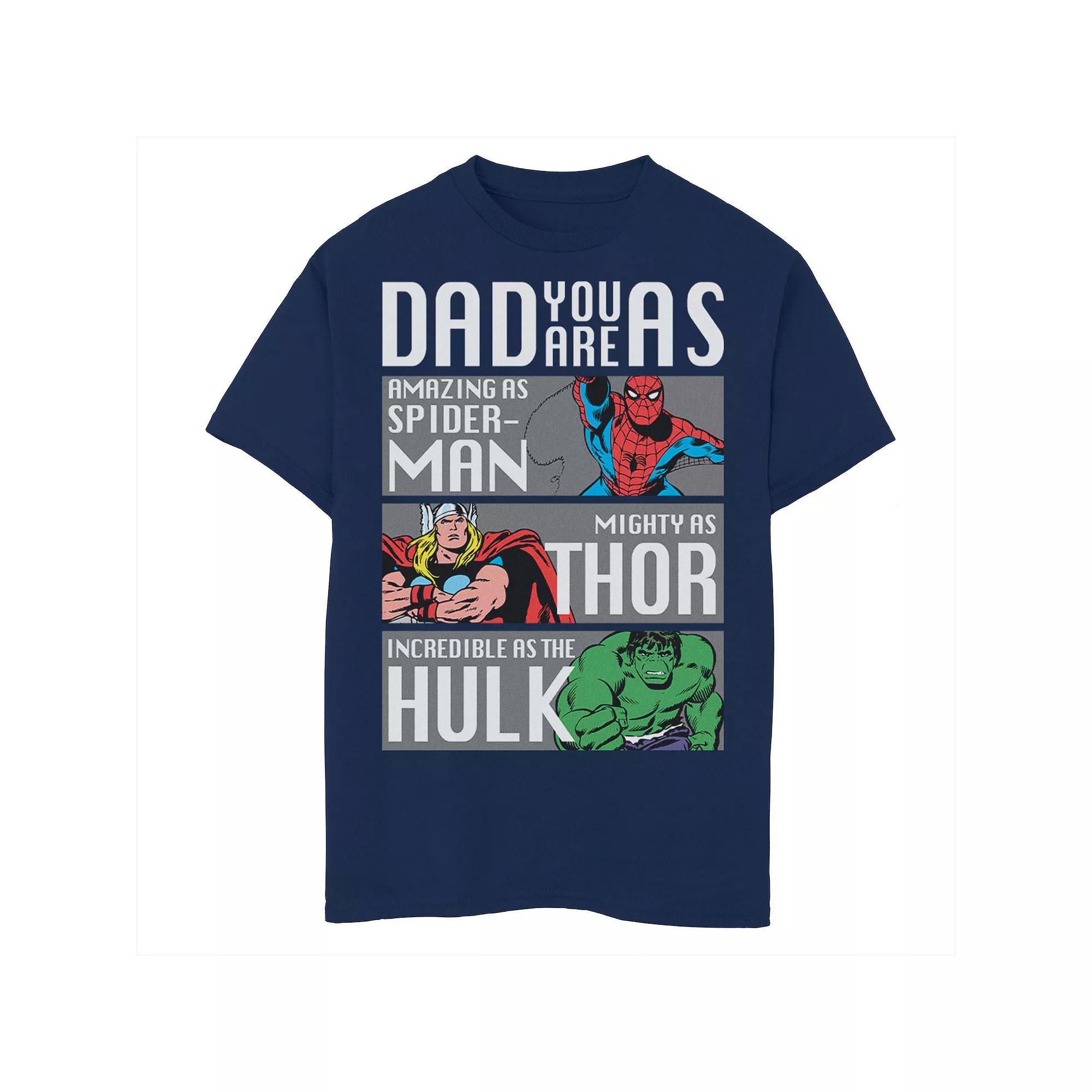 Boys 8-20 Marvel Spider-Man Thor Hulk Dad You Are As Panels Graphic Tee, Boy's, Size: Large, Blue Product Image