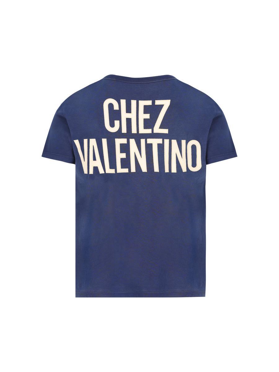VALENTINO Garavani Navy Cotton T-shirt In Blue Product Image