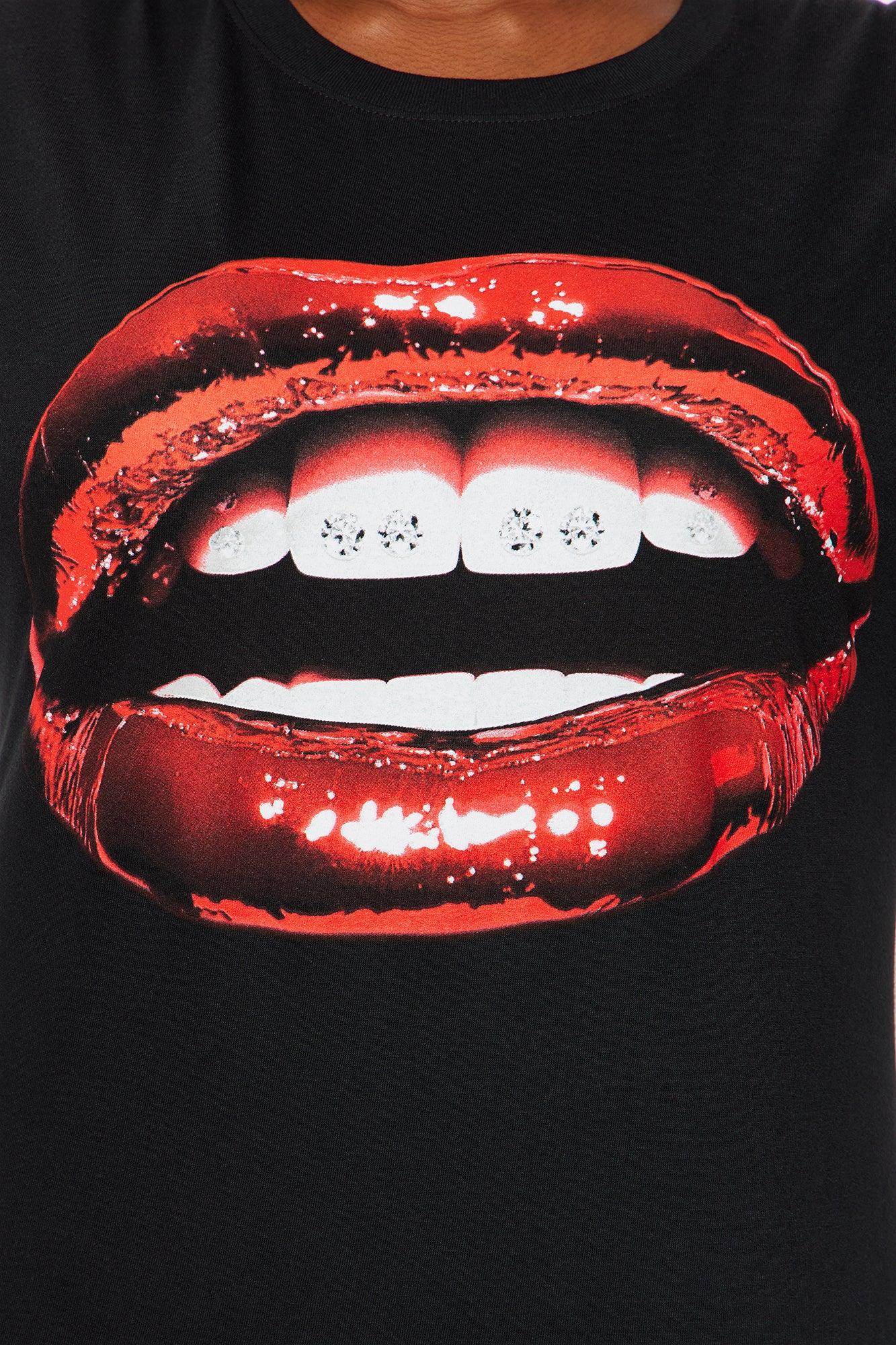 Diamond Teeth Oversized Tee - Black Female Product Image