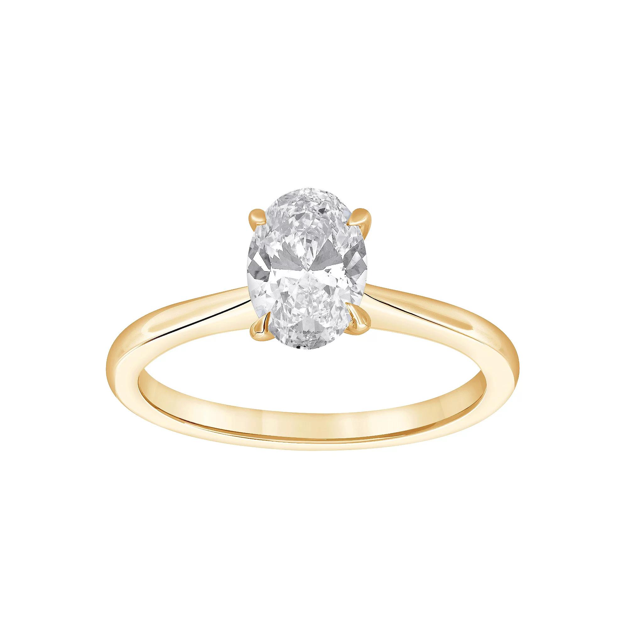 Diamond Brilliance 14k Gold 1 Carat T.W. Lab-Grown Diamond Oval Solitaire Engagement Ring, Women's, Size: 9 Product Image