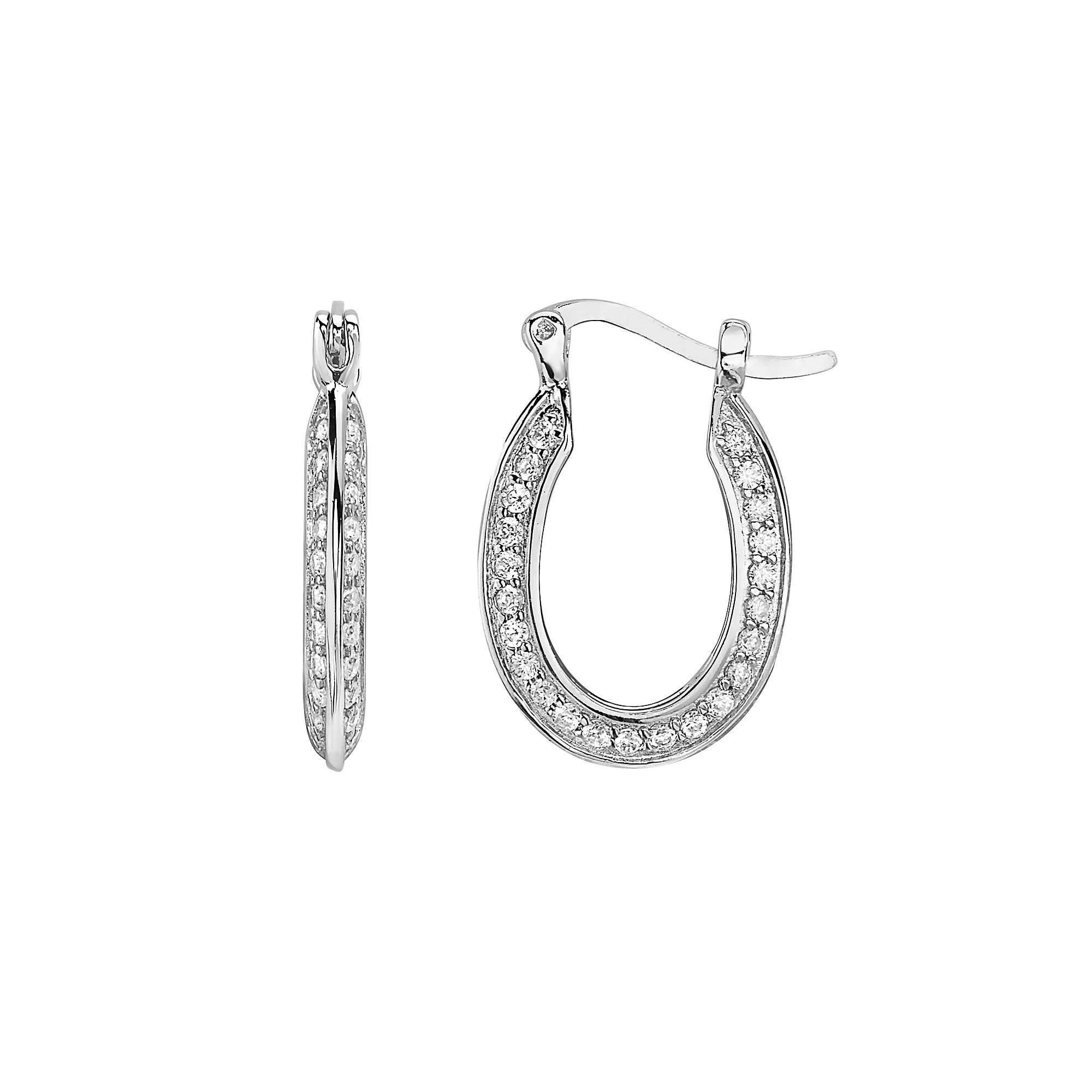Sterling Silver Cubic Zirconia Hoop Earrings, Womens Product Image