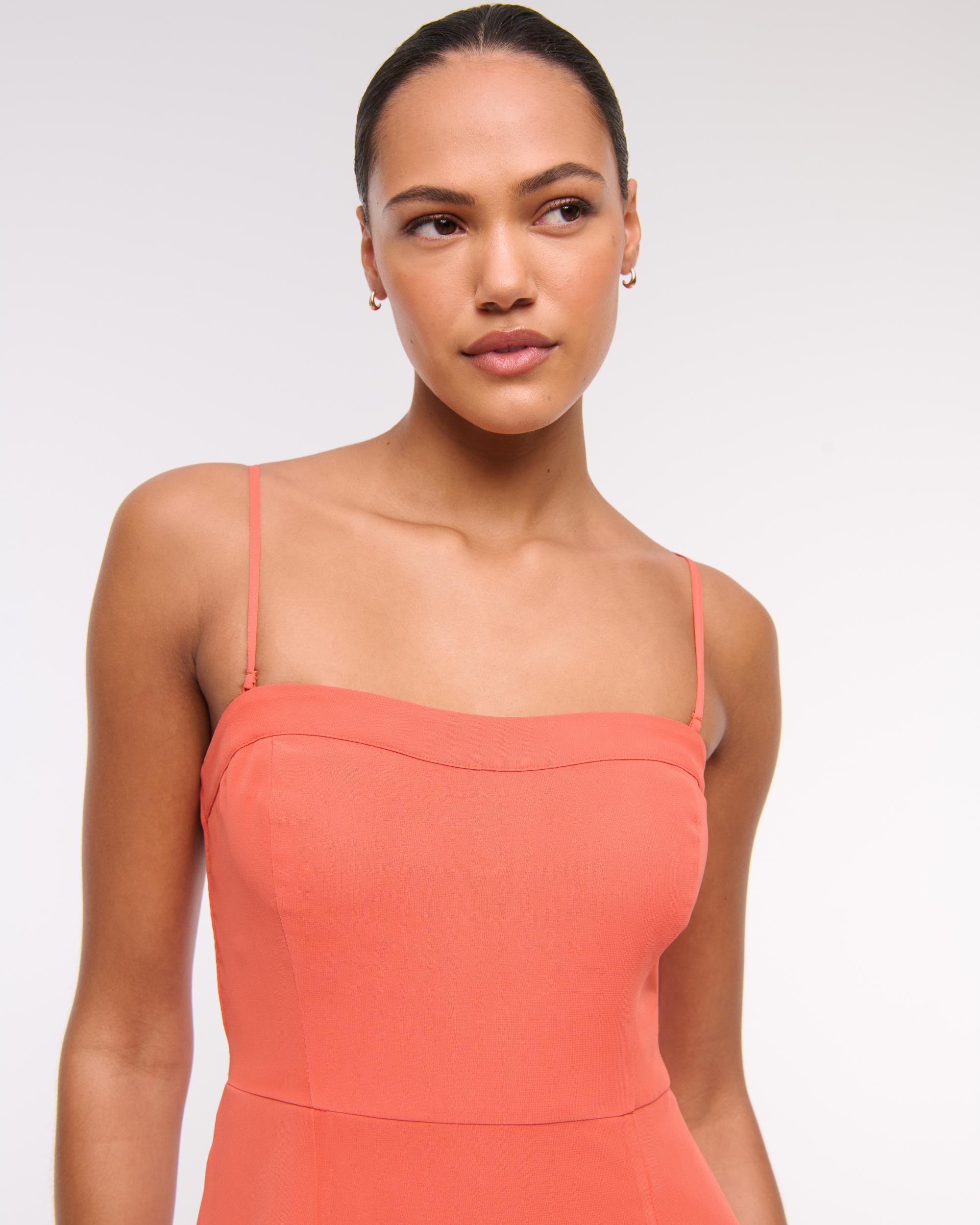 The A&F Camille Strapless Godet Midi Dress Product Image