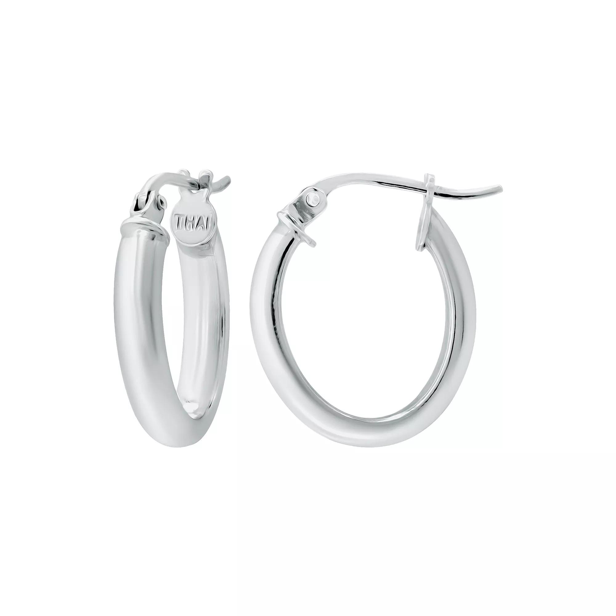 Aleure Precioso Sterling Silver Tube Hoop Earrings, Women's, Size: 25MM Product Image