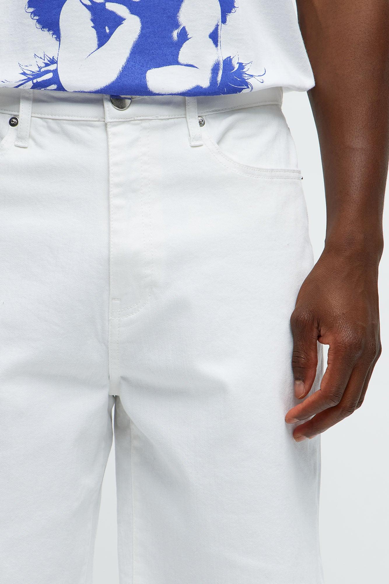 Mike Relaxed Denim Shorts - White Product Image
