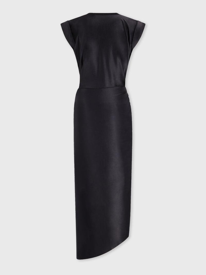 Black draped dress with signature piercing Product Image