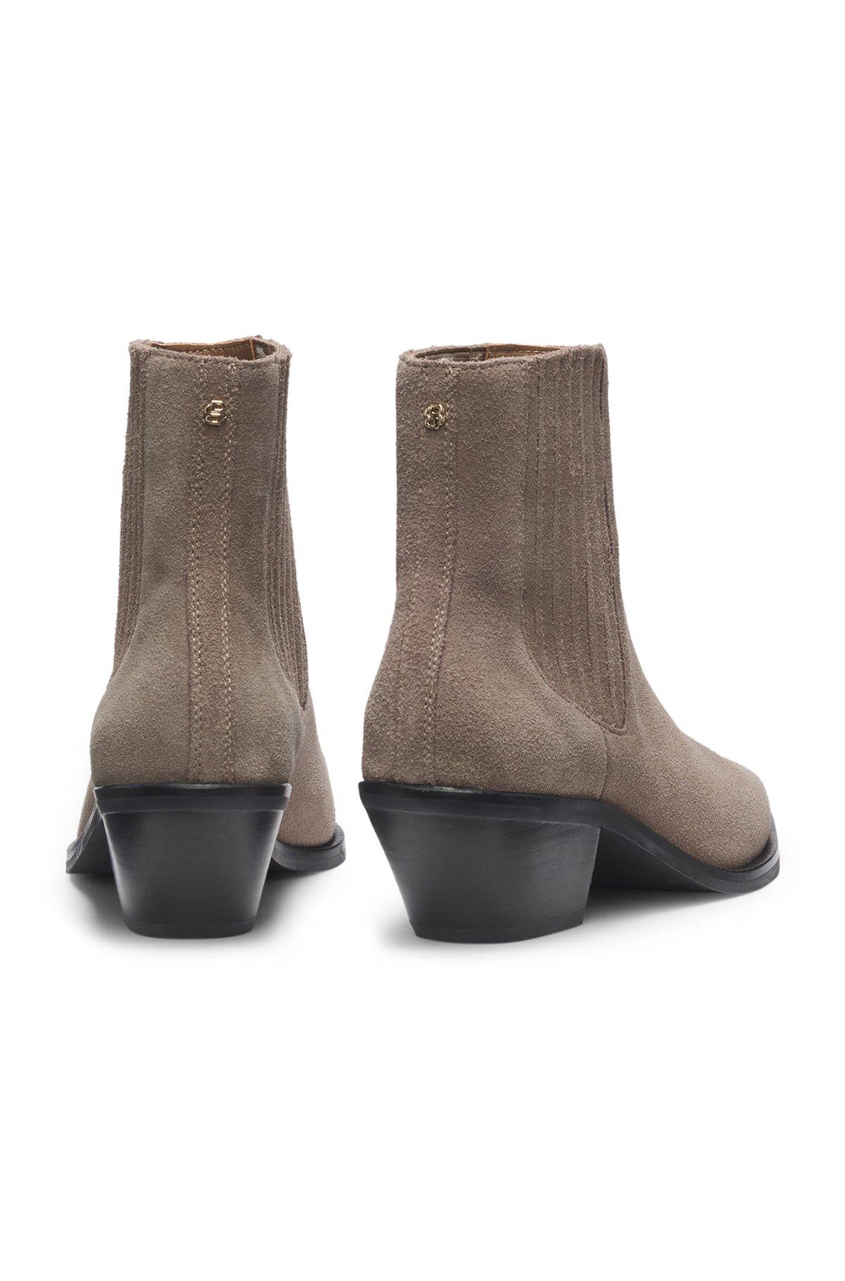 Cuban-heel ankle boots in suede Product Image