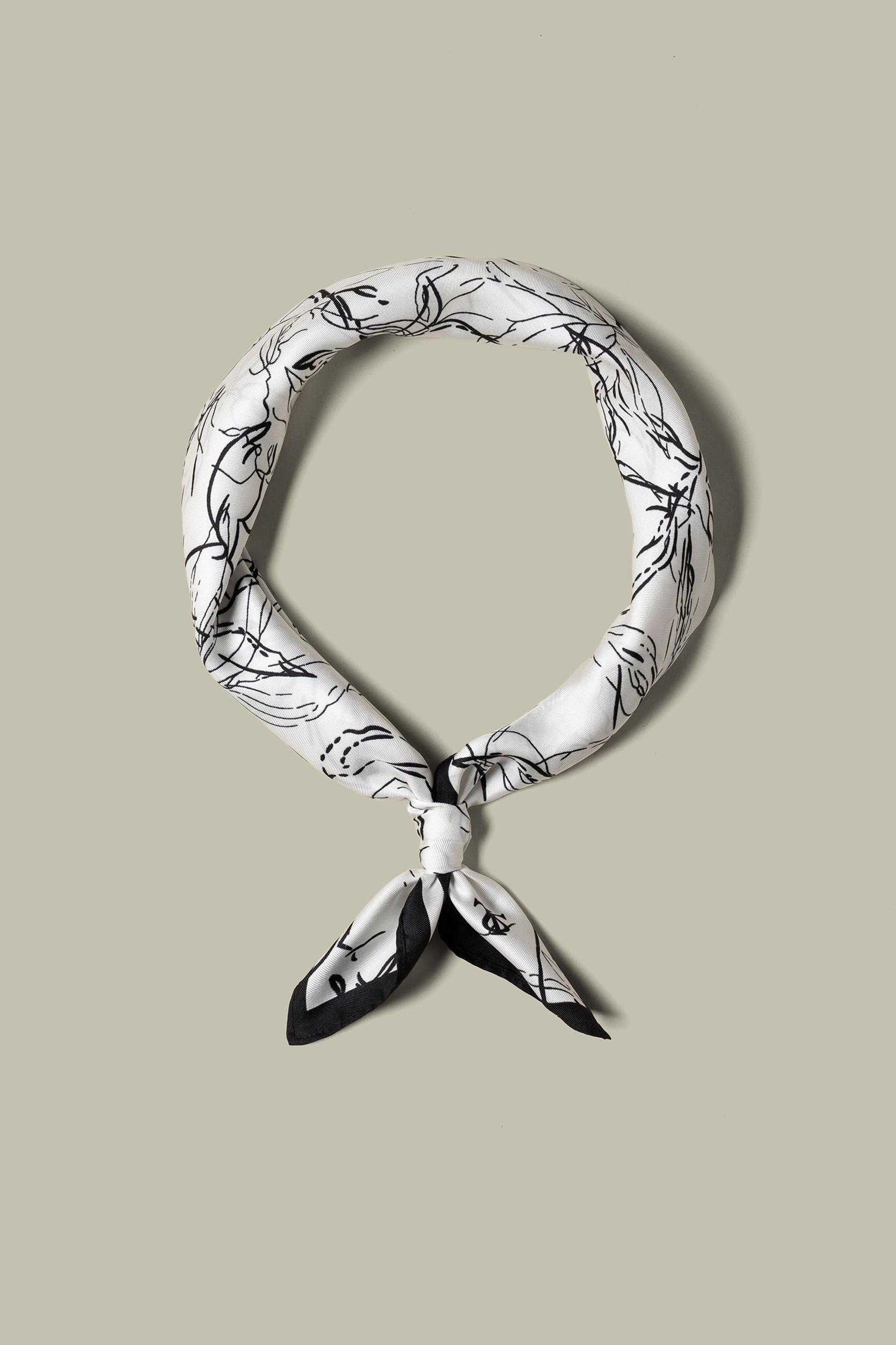 Floral Sketch Twill Silk Square Scarf Product Image