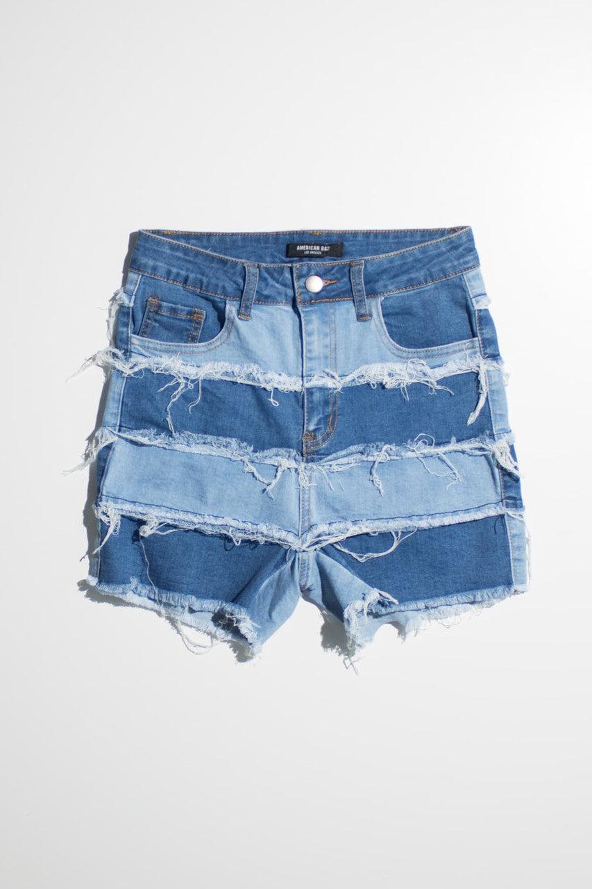 Patchwork Denim Shorts 1 Product Image