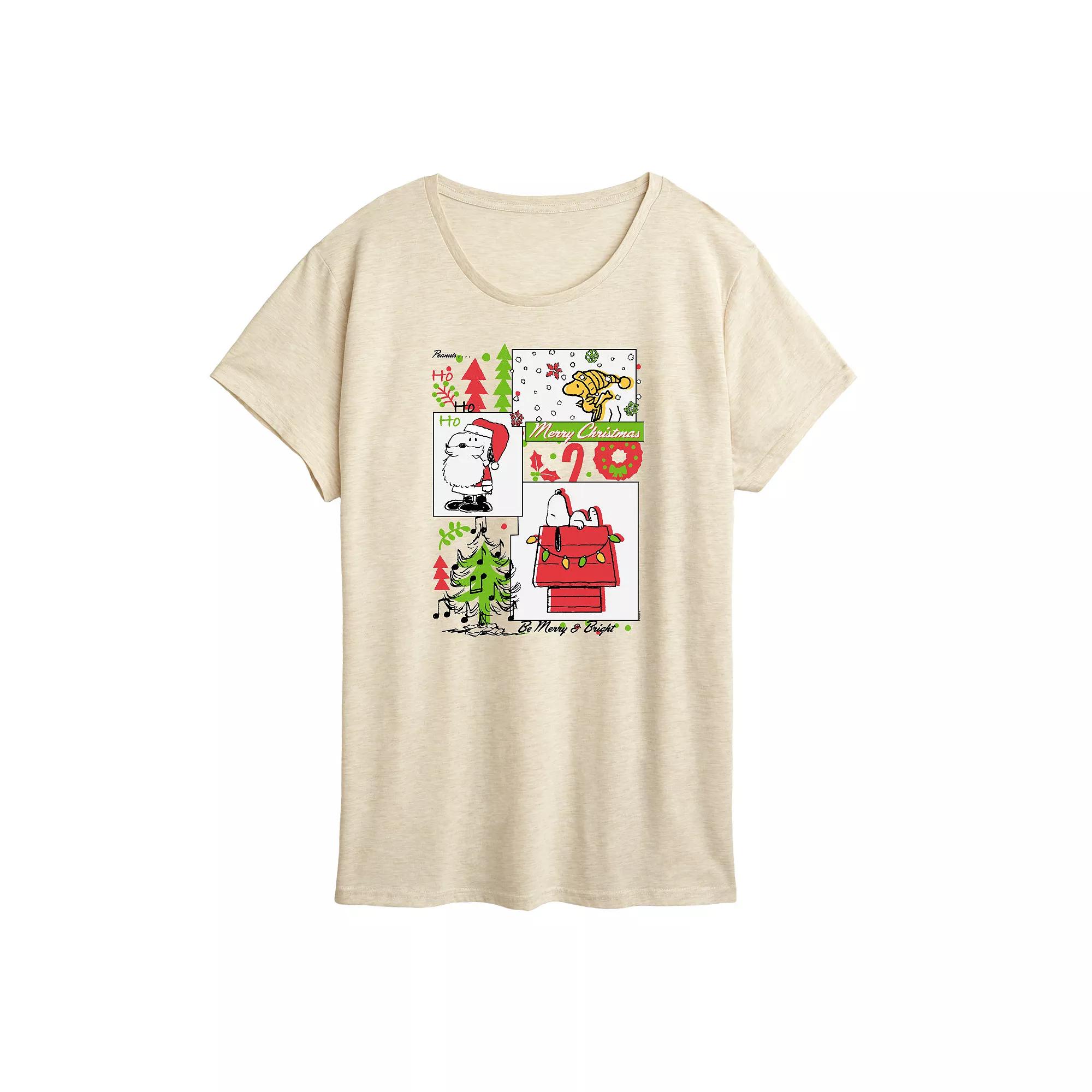 Women's Peanuts Snoopy & Woodstock Merry Christmas Graphic Tee,  Product Image