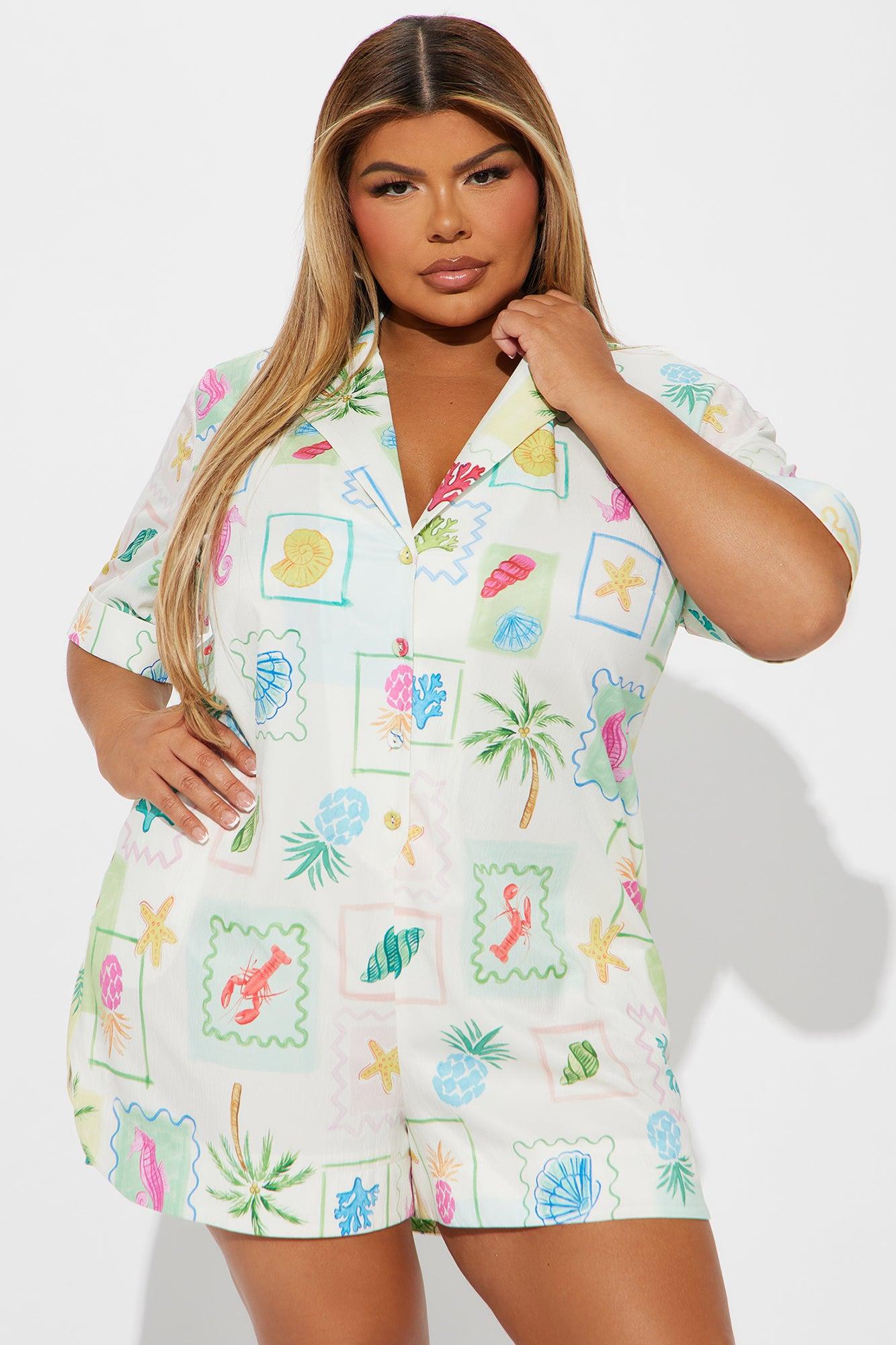 Phoebe Button Up Printed Romper - White/combo Product Image