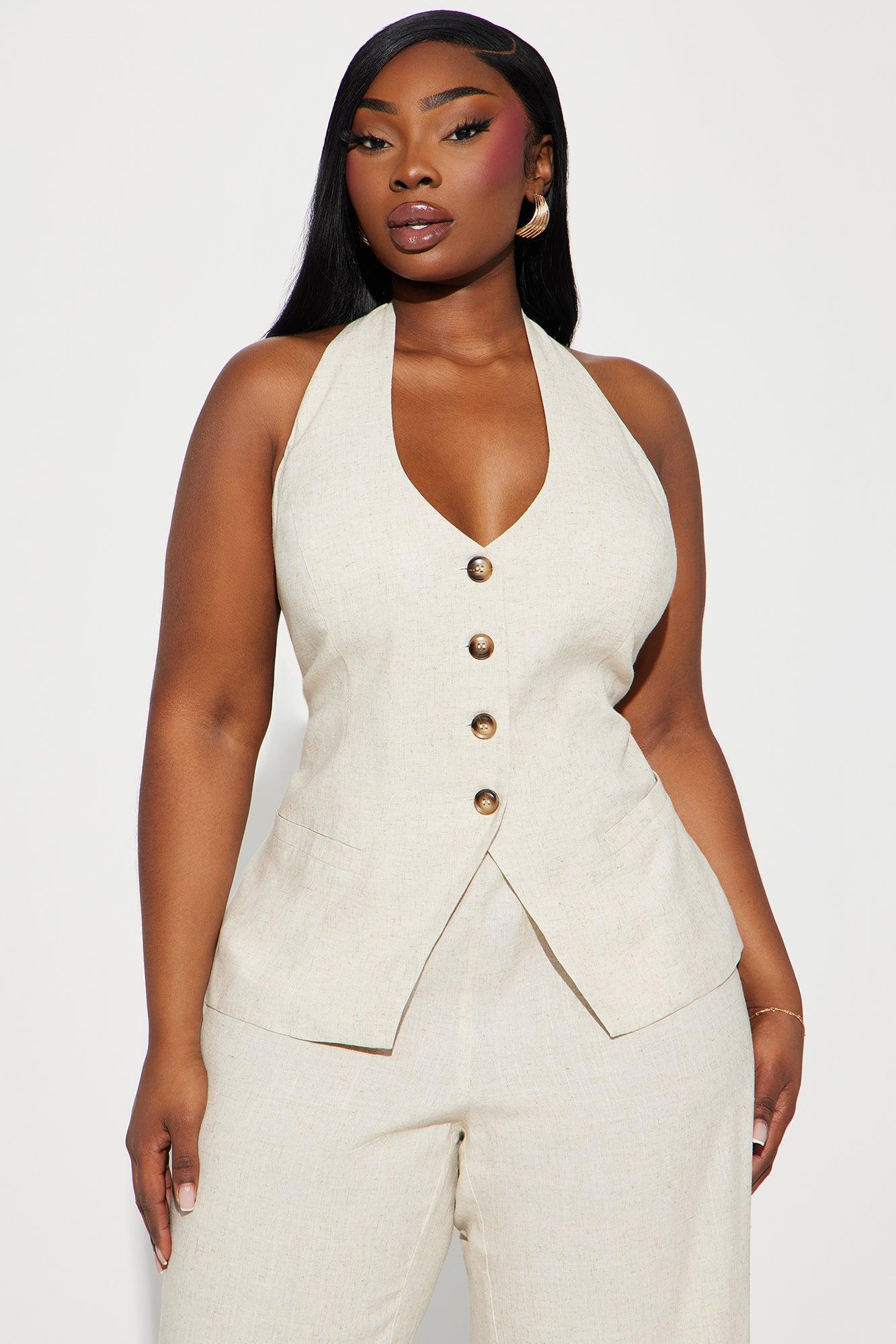 Cece Linen Pant Set - Taupe Product Image