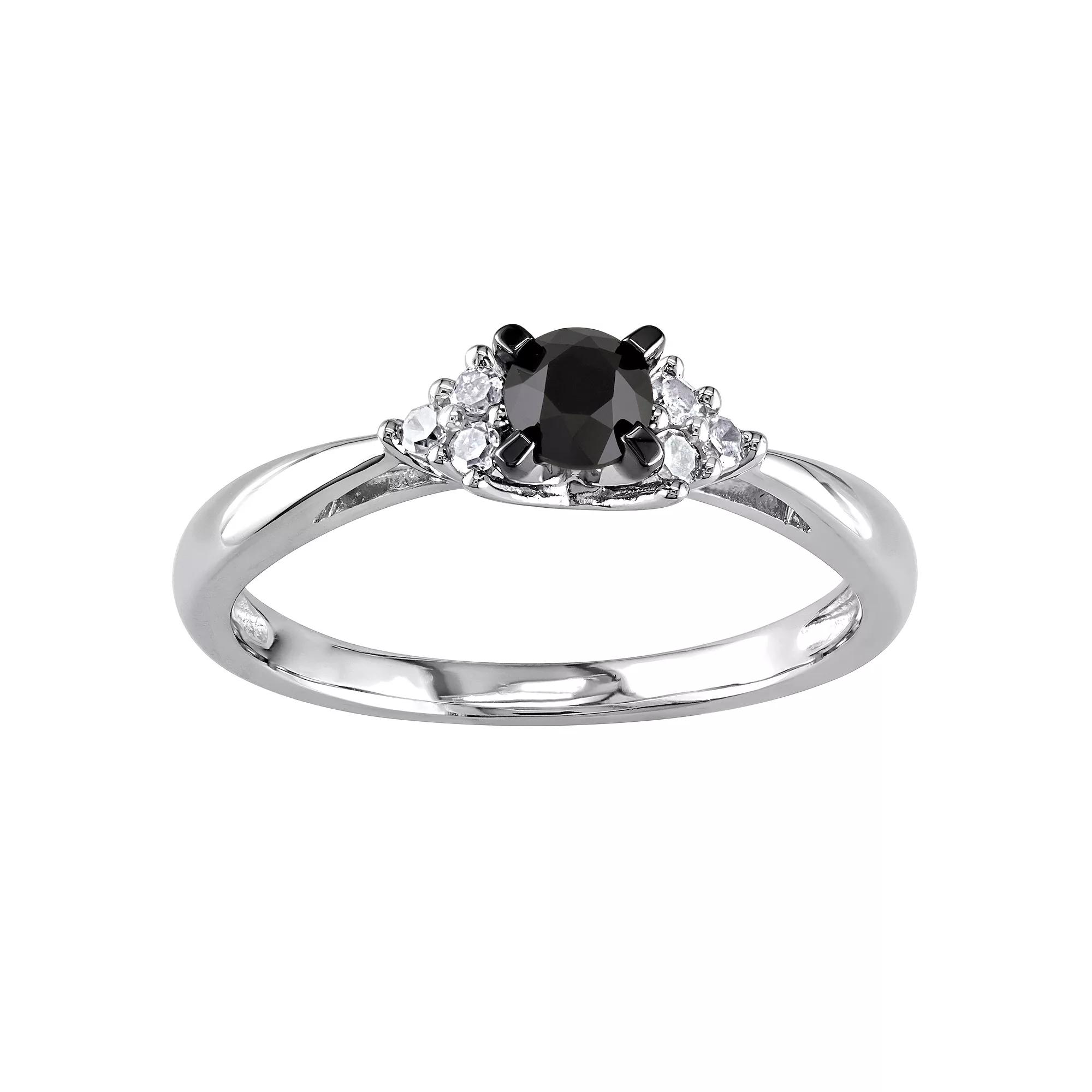 Stella Grace Sterling Silver 1/2 Carat T.W. Black & White Diamond Promise Ring, Women's,  Product Image