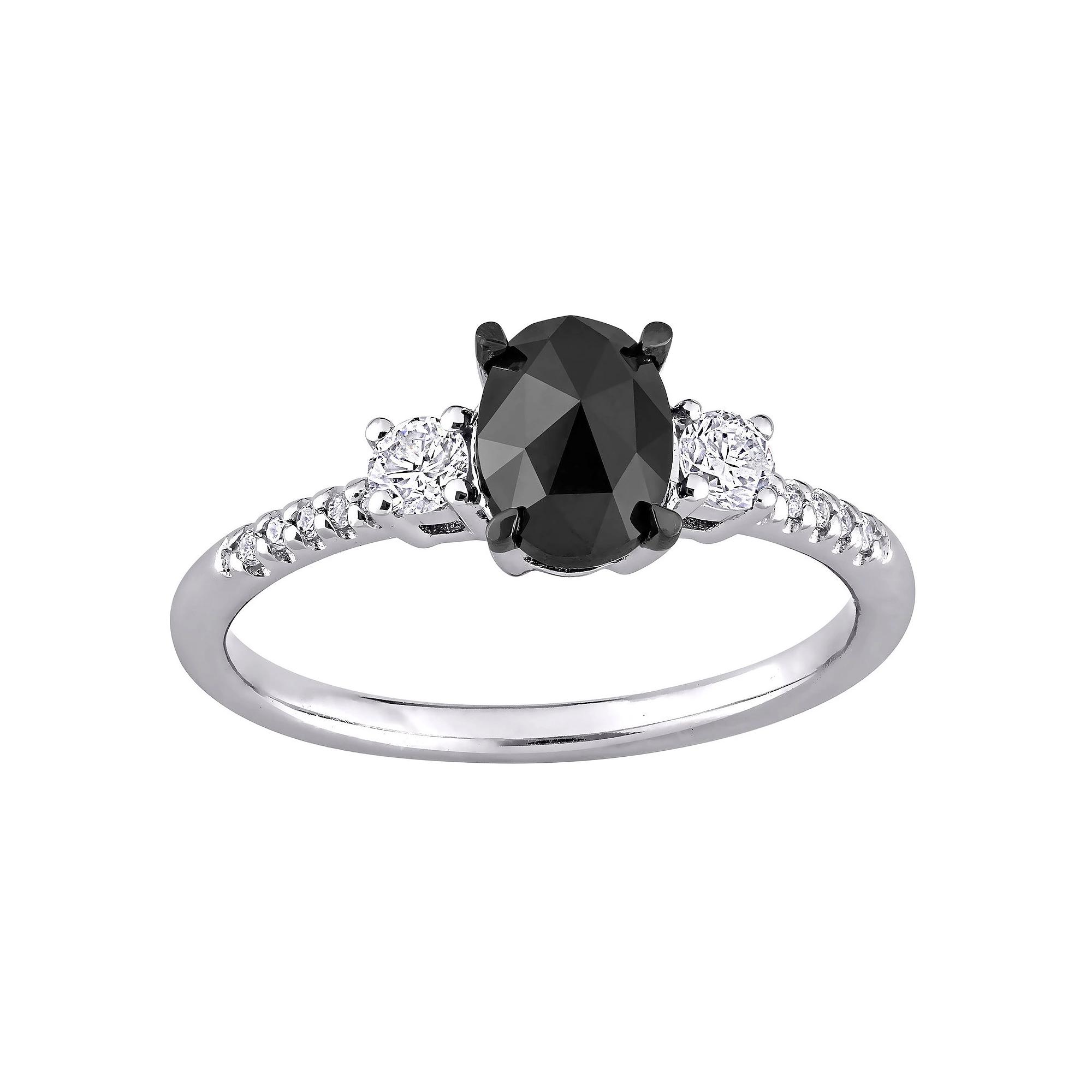 Stella Grace 14k White Gold 1 1/5 Carat T.W. Black & White Diamond Engagement Ring, Women's, Size: 9.50 Product Image