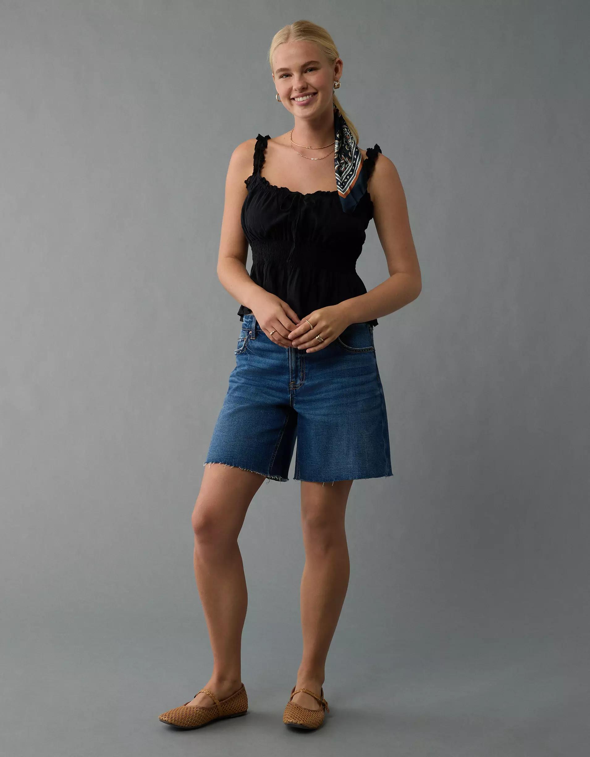 AE Ruched Lace Tank Top Product Image