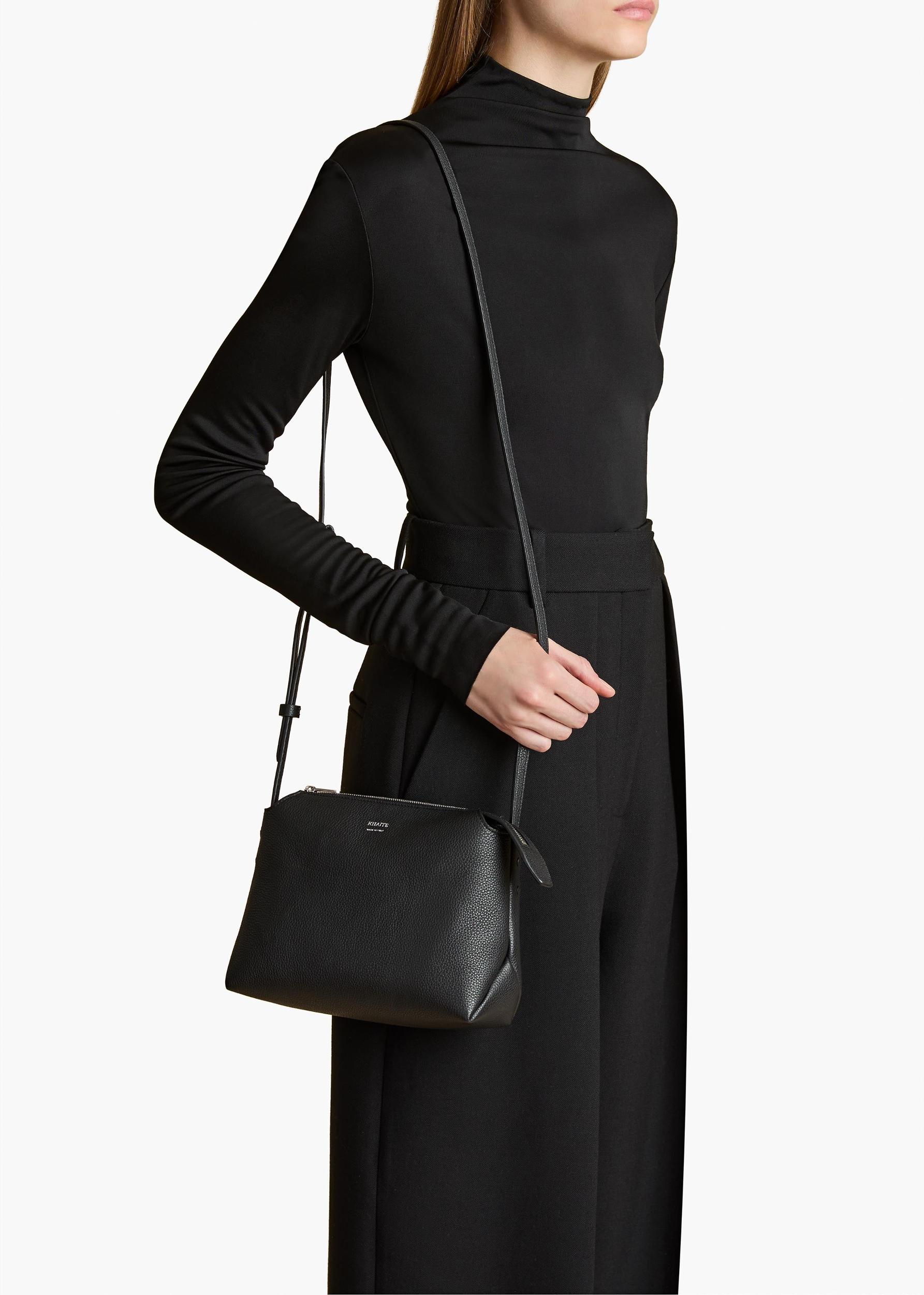 Lina Crossbody Bag in Black Pebbled Leather Product Image