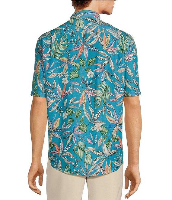 Caribbean Big & Tall Large Floral Print Short Sleeve Woven Shirt Product Image