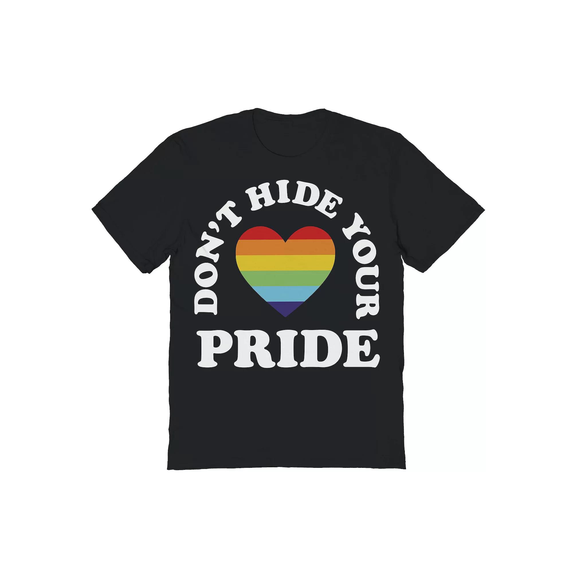 Men's COLAB89 Don't Hide Your Pride Rainbow Filled Heart Graphic Tee, Adult Unisex,  Product Image
