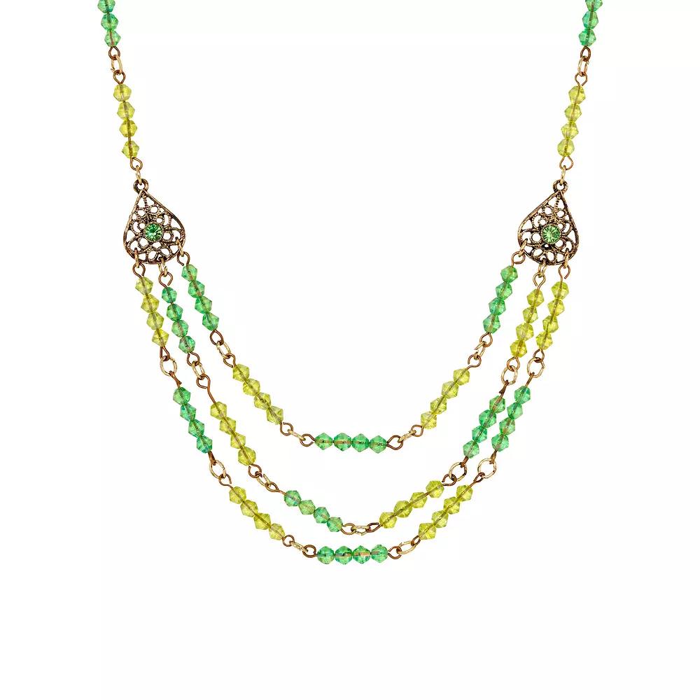 1928 Lantern Bead Multi-Row Necklace, Women's, Green Product Image