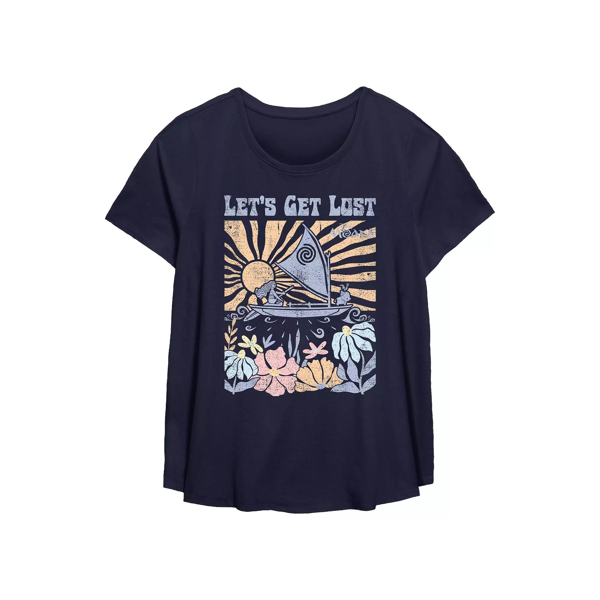 Disney's Moana Let's Get Lost Sailing Plus Size Flowy Graphic Tee, Women's, Size: 4XL, Blue Product Image