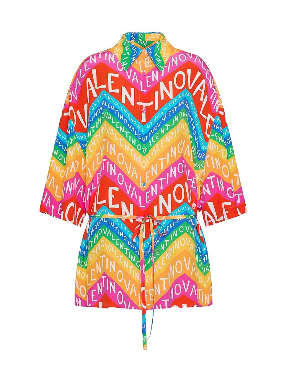 Womens Chevron Crepe De Chine Shirt 24 Product Image