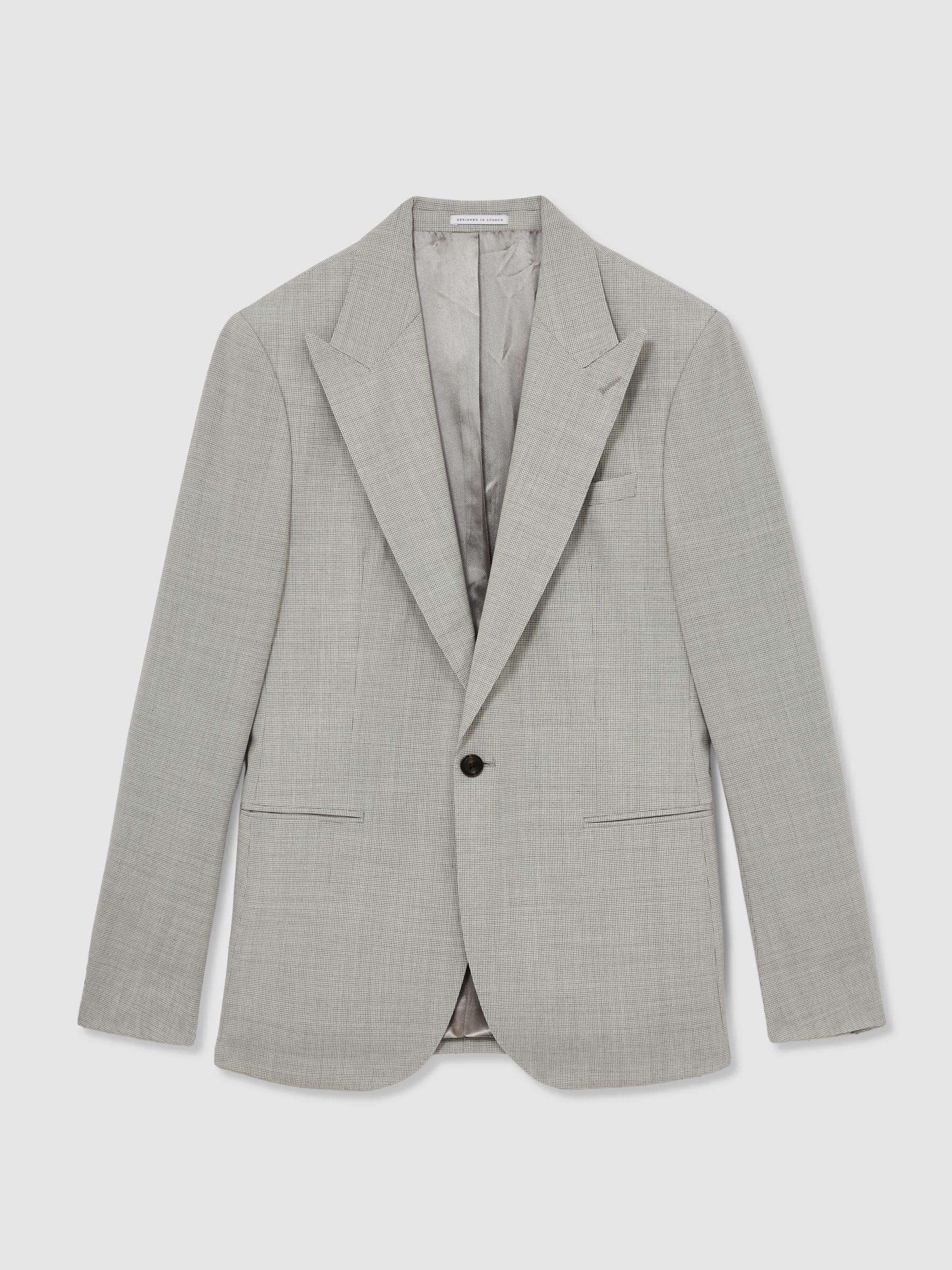 Single-Breasted Check Suit Blazer Slim-Fit in Grey Product Image