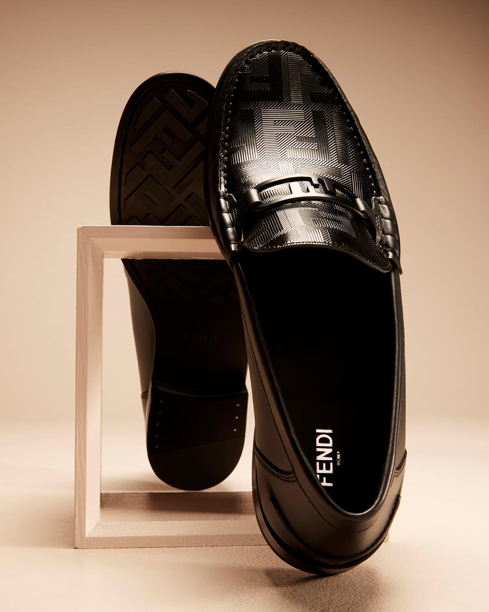 Men's Tonal FF-Monogram Leather Loafers Product Image