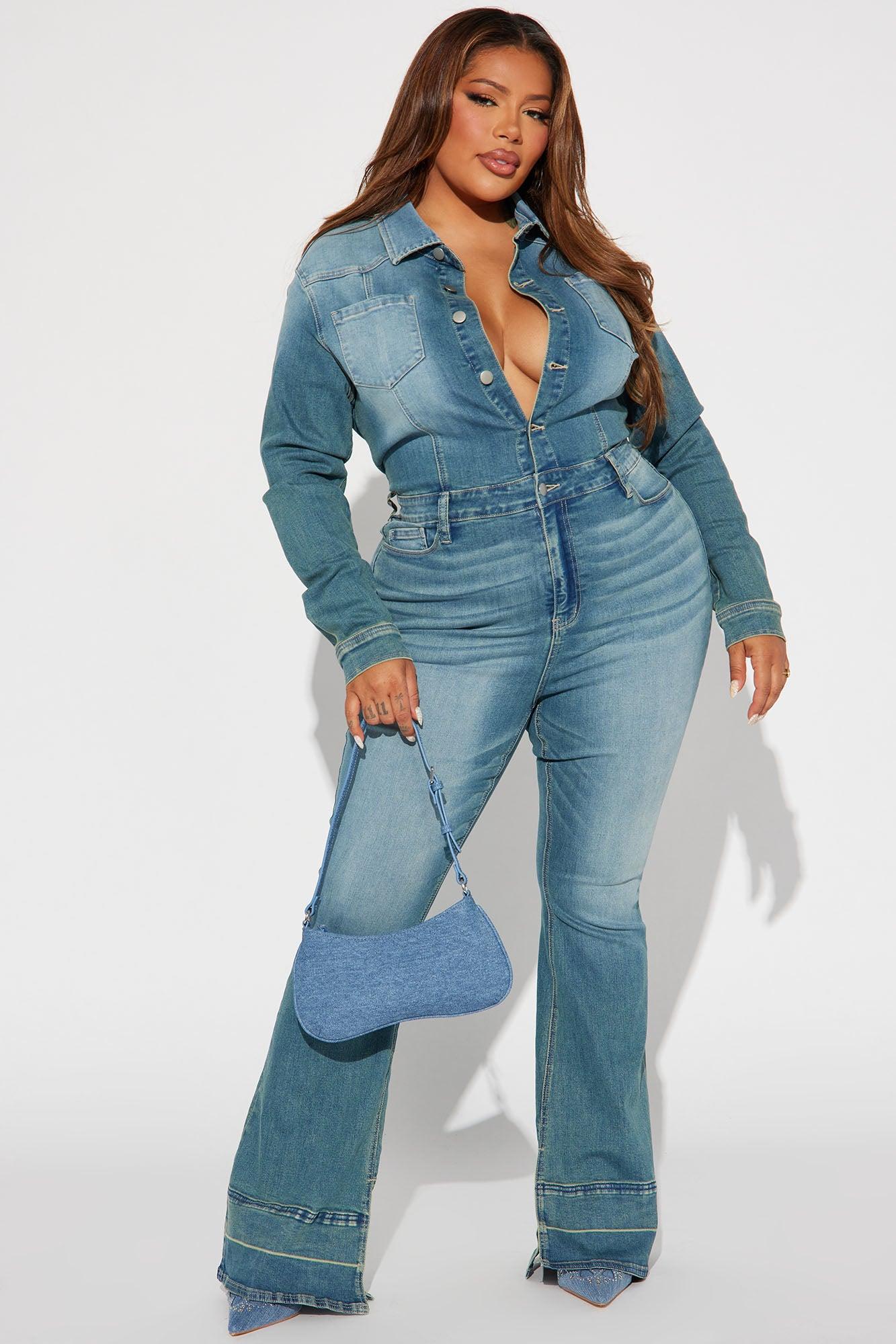 Playing Games Denim Jumpsuit - Denim Product Image