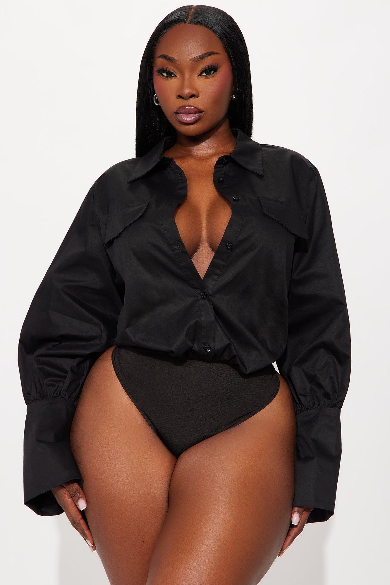 Be The Vibe Poplin Bodysuit - Black Female Product Image
