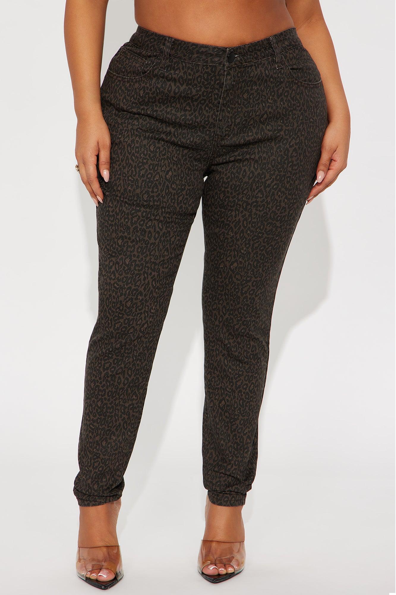 Skinny Uniform Leopard Pants - Chocolate/Combo Female Product Image