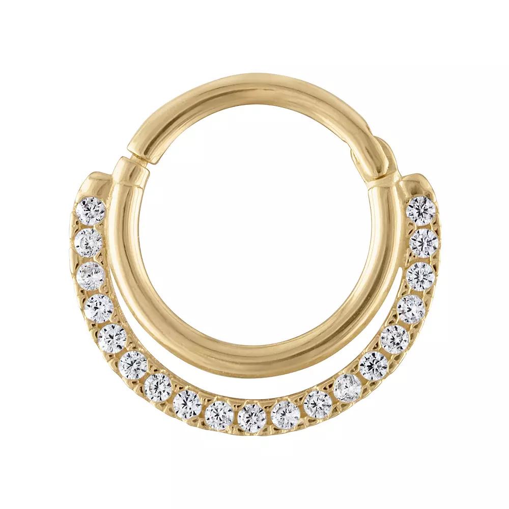 Amella Jewels 14k Gold Cubic Zirconia Double Layer Septum Ring, Women's Product Image