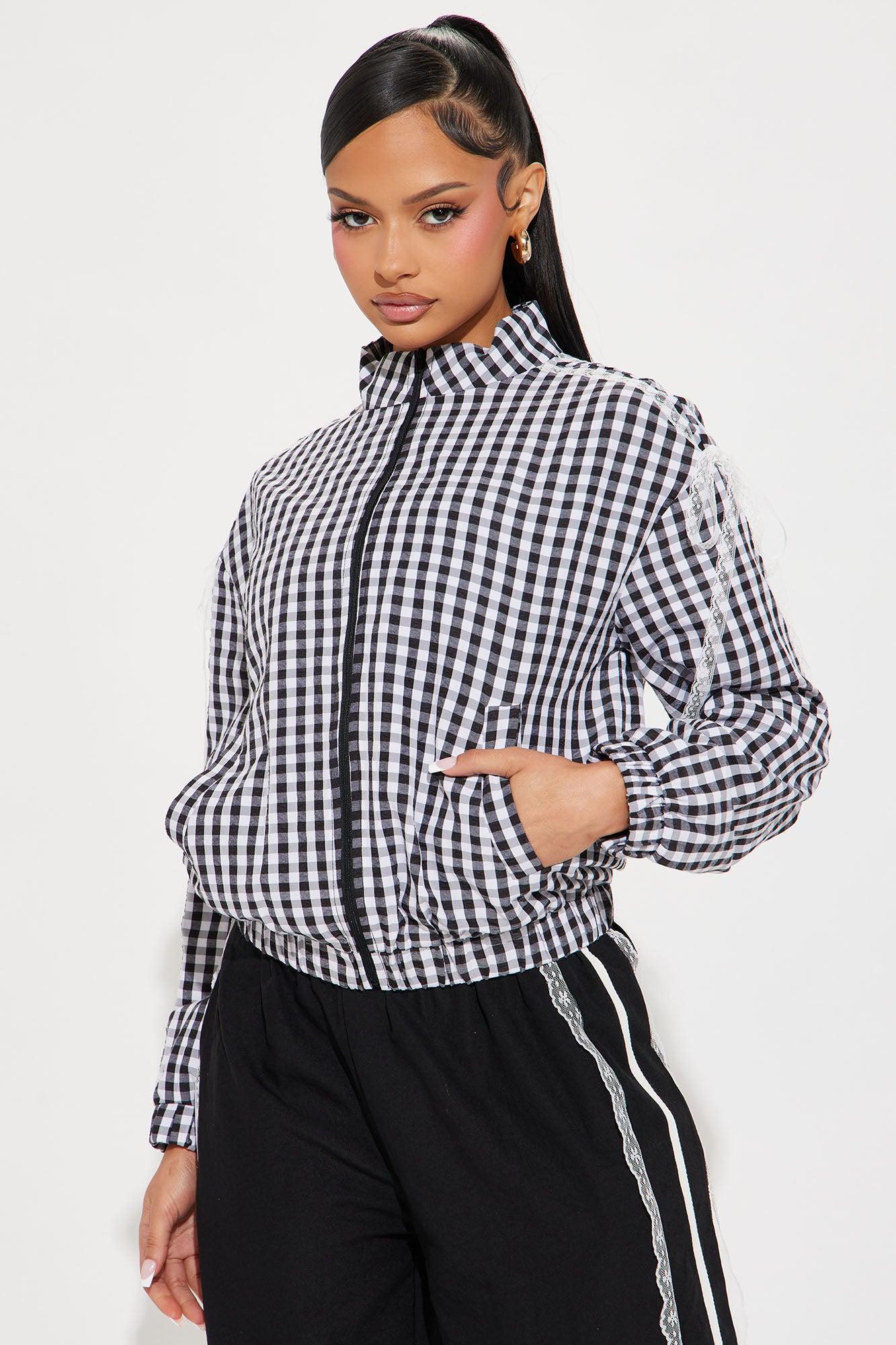 Lacey Drift Windbreaker Jacket - Black/White Product Image